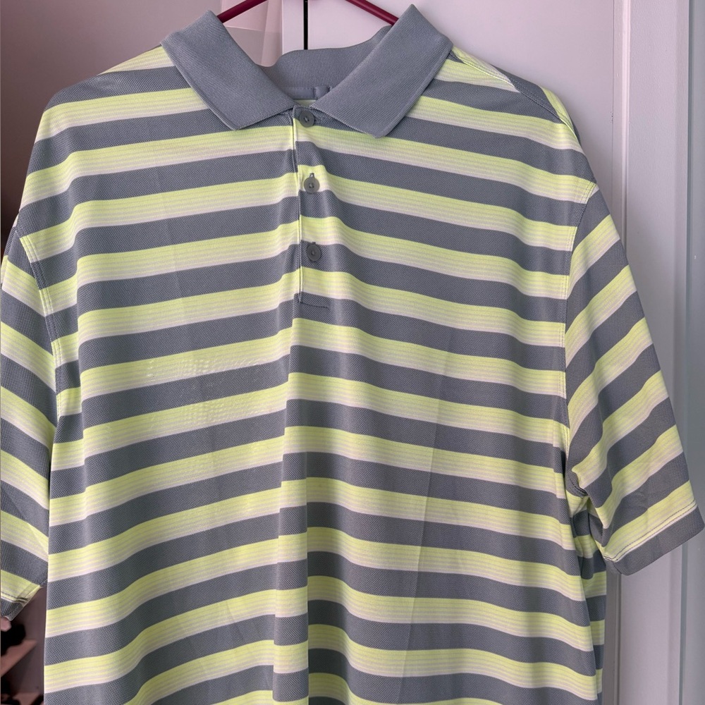 Nike Golf Polo with Gray and Lime Stripes